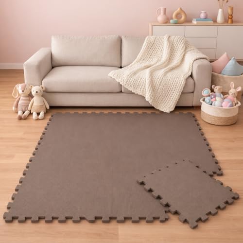 LittleTom 9 Pièces Tapis de Sol Bébé dès Le Premier Mois - 30x30 cm Dalles en Mousse EVA - Surface de Jeu Douce pour l'Éveil - Carrés Puzzle...