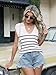 ETCYY Womens Summer Sweaters Cap Sleeve Tops 2025 Trendy Sleeveless Vest Striped Colorblock Knit V Neck Short Sleeve Shirts,Stripe White,Large