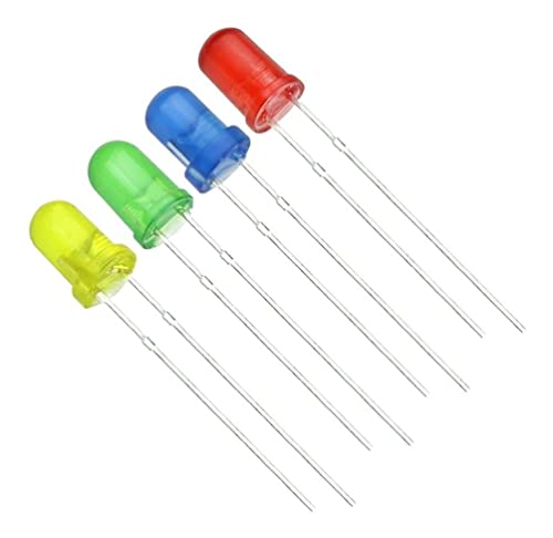 Kit com 40 LEDs Diversos 5mm Difusos - 4 CORES (Amarelo, Azul, Verde e Vermelho) Para Artesanato, Ma