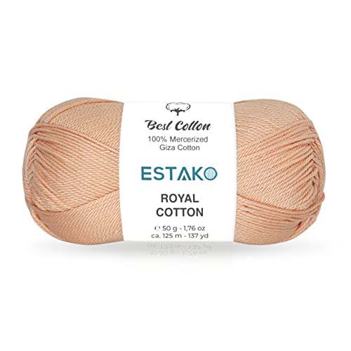 Image of Estako Royal Cotton, 100% Mercerized Giza Cotton Yarn, Soft, Super Fino 1 for Crochet and Knitting 1.76 Oz (50g) / 137 Yrds (125m) (5053)