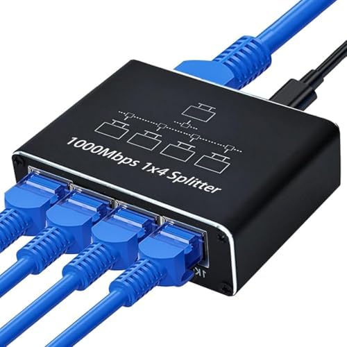 Switch Ethernet 2 Ports Gigabit - Répartiteur 1 Vers 2 - Boîtier Aluminium - Alimentation Type C - Plug & Play