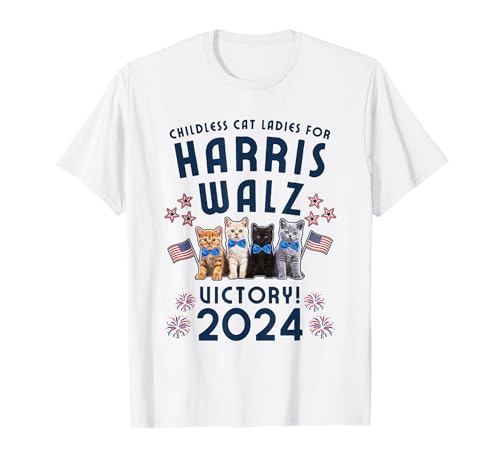 Harris Walz 2024 Victoria Damas Gato Memorabilia Camiseta