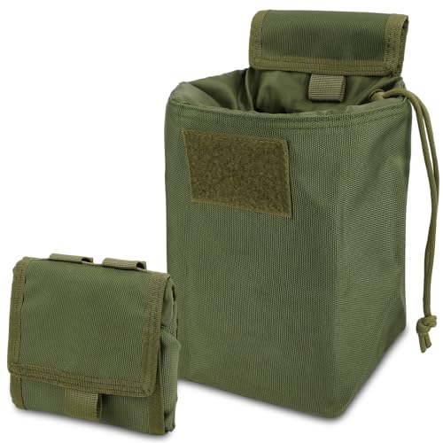 AIKATE Tactical Molle Dump Pouch Roll-Up Drawstring Magazine Utility Pouch Folding Dump Bag (Army Green)