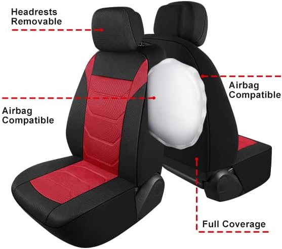 Miniatura 6 de Juego de fundas de asiento delantero de automóvil de malla de aire 3D, lavables y transpirables, fundas de asiento de vehículo de primera calidad
