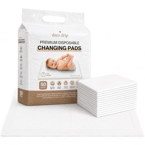 Dara Drip Premium Disposable Baby Changing Pads, 50 Count, 18 x 24 Inch