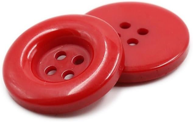 100 Pcs Round Resin Buttons, 4 Holes, Sewing Button for Clothes, Cardigans, Coat, Craft Projects, Red, 30mm