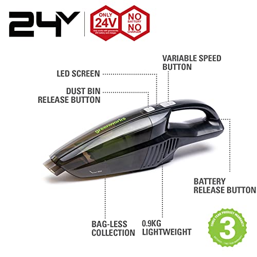 Greenworks Aspirapolvere manuale a batteria G24HV