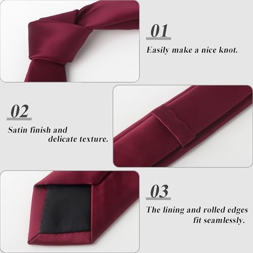 Image of Landisun Black Tie Men Women Solid Skinny Ties Slim Ties Satin Tie