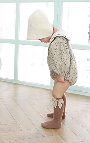 CHUNG Toddler Baby Girls Knee Hight Stocking Cotton Socks 0-7Years Solid Color Bowknot Thin Spring Summer4
