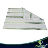 Towelogy® 5 Pack Cotton Dish Cloths Waffle Weave White Super Absorbent LINT FREE QUICK DRY Striped Kitchen Tea Towels Dishcloths for Washing Up Machine Washable 35x40cm (White Green/Yellow Stripes) - Image 8