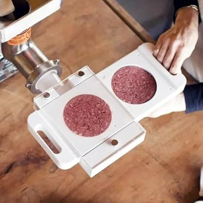 Hamburger Maker, Burgerpresse Hamburgerpresse 2 Löcher Antihaftbeschichtet Hamburger Patty Maker Patty Presse Mit 5 Adapterrohren Grillzubehör Manuelle Burger-Maschine Für Wurstfüller Fleischwolf – Bild 6