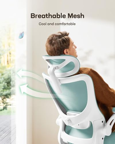 Image of Marsail Ergonomic Office Chair: Office Desk Chair with High Back Mesh and Adjustable Lumbar Support Rolling Work Swivel Task Chairs with Wheel 3D Armrests and Headrest