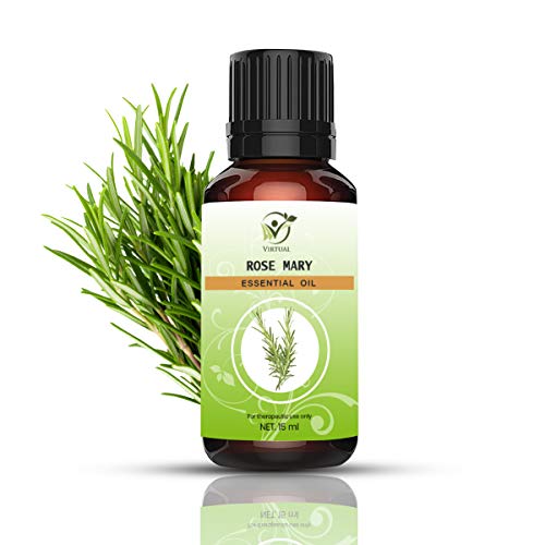 Image of VIRTUAL Rosemary Essential Oil 15ml 100 Percent Pure Natural Therapeutic Grade Oil for Hair Growth Hair Fall Control Dandruff Care Aromatherapy Sleep Relaxation Skin Body Massage Use