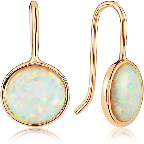 Created Opal, Pearl, or Abalone Drop Dangle Earrings for Women - 14K Gold Plated or 925 Sterling Silver Plated - Hypoallergenic, Safe for Sensitive Ears