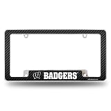 Rico Industries NCAA Wisconsin Badgers Carbon Fiber 12" x 6" Chrome All Over Automotive License Plate Frame for Car/Truck/SUV