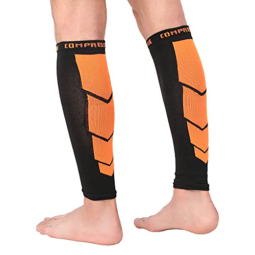 Image of NEVER LOSE Calf Compression Sleeves for Men & Women, Unisex. Shin Splint Leg Sleeves. Graduated Compression for Calf Strains, Shin Splints and Varicose Veins,Recovery & Prevention