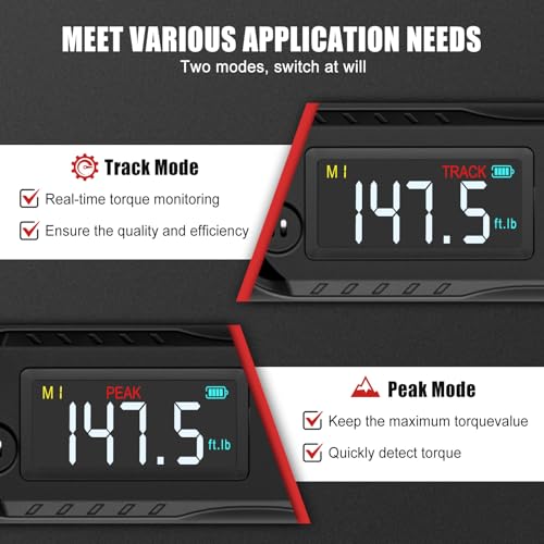 Image of VANPO Digital Torque Wrench 1 /2-Inch 7.38-147.5 ft-lb for Automotive | 10-200 Nm, ±2% Accuracy, Electronic Torque Wrench with LCD Display, Audible & Vibration Alert, Easy Battery Access