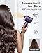 7MAGIC High-Speed Hair Dryer, 110,000RPM Brushless Motor for Fast Drying, 1400W Blow Dryer with Tri-Colour LED Light Ring, Low Noise Ionic Hair Dryer for Home and Travel, Magnetic Nozzle, Purple