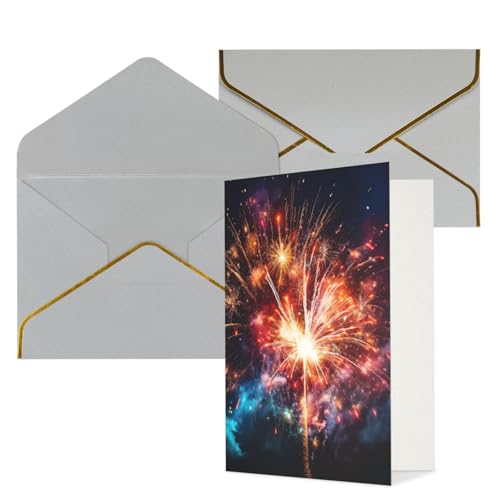 STVYUKL グリーティングカード ライトグレーの封筒付き Thinking of You Card Explosion 花火 Happy Birthday 結婚式 招待状 空白のメモカード あらゆる機会用 4x6