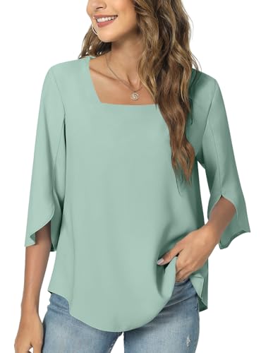 TAOHUADAO Womens 2025 Summer Casual Square Neck Loose Tunic