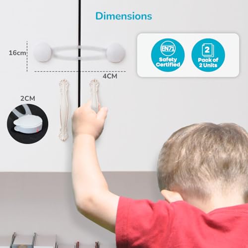 Image of R for Rabbit Protector Plus Cabinet Locker Straps for Kids | Refrigerator Door & Cupboard Lock | Child Safety Proofing Drawer Locks (2 Units)