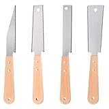 4 Stück Japansäge Handsäge 6' Holzsäge, Zweischneidig Zugsäge mit Holzgriffe, 11/17 TPI Klein Feinsäge Holz Säge, Dübelsäge für präzise Längs-, Quer- und Schrägschnitte (Silber)