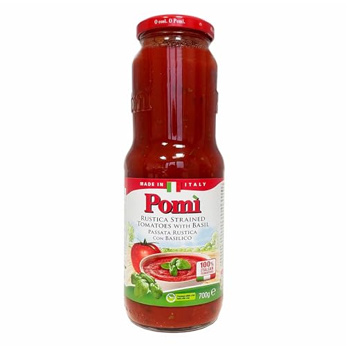 Pomi Passata Rustica with Basil, Made from 100% Fresh Italian Tomatoes -700g