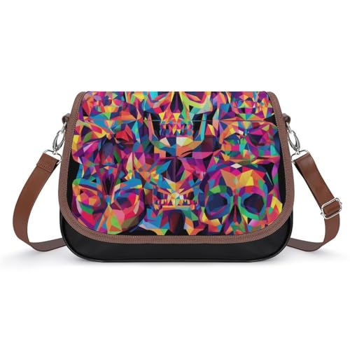 Sac à bandoulière crânes colorés étanche pour sorties urbaines
