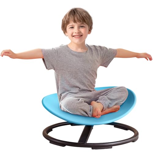 Kids Sensory Spinning Chair for Autism Ages 3+, Sit and Spin Swivel Chair for Kids with ADHD, Sensory Chairs for Autistic Children, Sensory Toys for Motion Sickness Relief, Balance Training (Blue)
