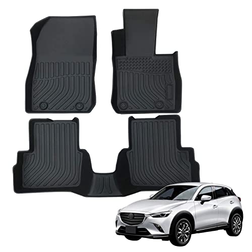 Orealauto マツダ CX3 Mazda CX-3 防水 フロアマット 純正 車種別専用 滑り止め カーマット TPE材質 3D立体 ラバーマット 2015 2016 2017 2018 2019 2020 2021 2022 2023年式適合 運転席+後部座席 3Pセット ブラック 車内装 カスタムパーツ インテリアカスタムマット 保護パーツ(Mazda CX-3 H27~現行)