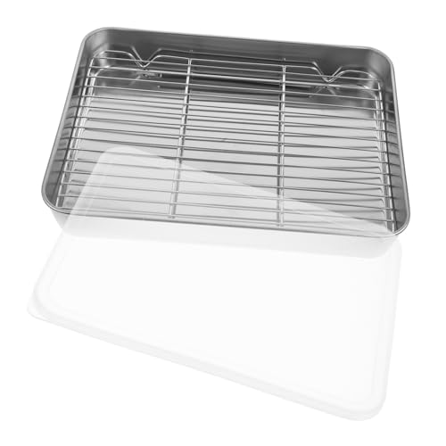 OUNONA Kitchen Food Tray Stainless Steel Roasting Pan Baking Sheet Rack Outdoor Camping Bbq Pan Easy to Clean