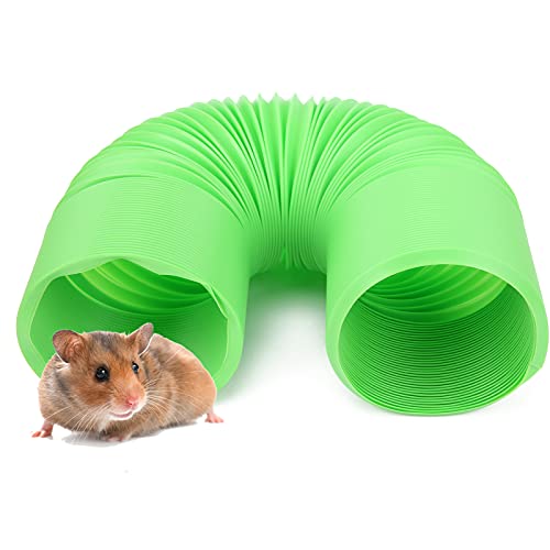 Zerodis Retractable Tunnel Toy for Small Animals, Promotes Exercise & Exploration - Suitable for Mink, Guinea Pig, Groundhog, Hedgehog, Chinchilla (Green)