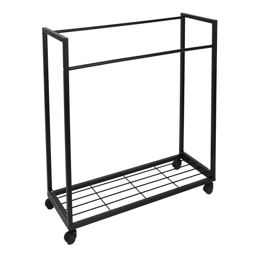Image of DIVYA Heavy-Duty Metal Garment Rack with Bottom Storage Shelf Freestanding Clothes Stand for Bedroom, Entryway, Living Room Black