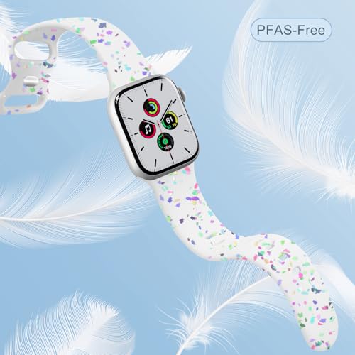 Image of Sport Bands Compatible with Apple Watch Band Women Men 40mm 38mm 41mm 42mm 44mm 45mm 46mm 49mm ,Soft Wristband Waterproof Replacement Strap for iWatch Bands Series 11 10 9 8 7 6 5 4 3 2 1 SE Ultra White