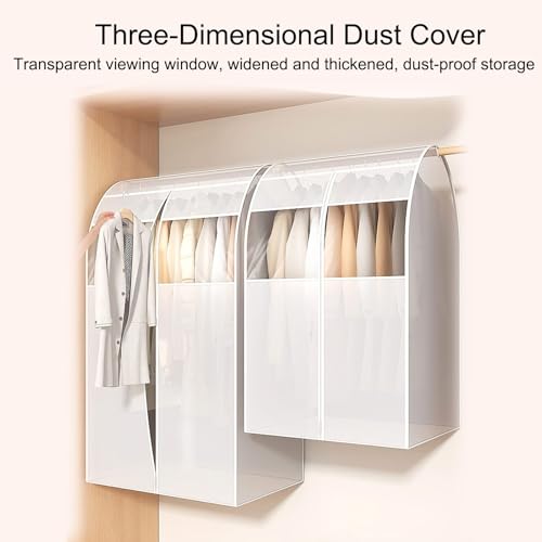 Clothes Rack Cover Translucent Frosted Costume Bag with Zipper Hanging Garment Bag for Hanging Dress, Coat, Shirt, Suit(90x60x60cm/35x24x24in)4
