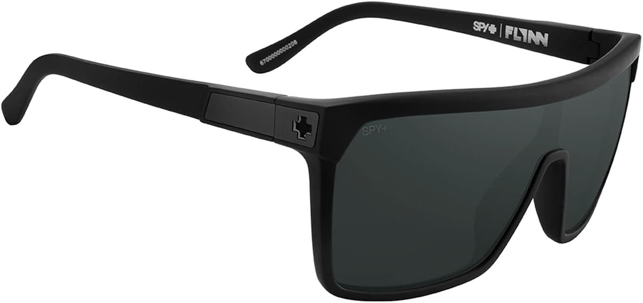 Spy Flynn Sunglasses Soft Matte Black with Happy Boost Polarized Black Mirror Lens + Case