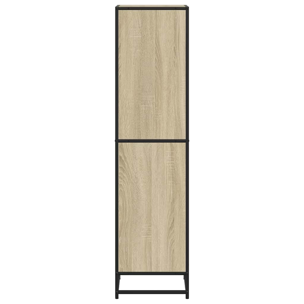 Générique Sonoma drewniana szafka na książki o wymiarach 40x35x139 cm, regał z 4 przestronnymi półkami i wytrzymałą metalową ramą, wygodne przechowywanie książek i dekoracji.