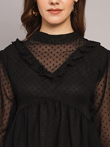 Image of FUNDAY FASHION Casual Cuffed Sleeves Solid Women Regular Fit Boota Top