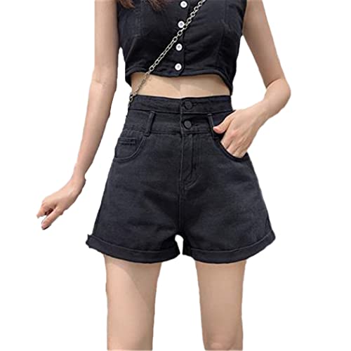Mini jeans d'été sexy short en jean femme taille haute noir XL confortable