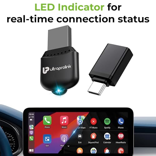 Image of UltraProlink DriveLink| Android Auto /CarPlay Adapter| 2in1 Wireless Car Receiver|Wifi 5.8GHz & Bluetooth 5.2 Connectivity| Only for Cars with OEM Pre-Installed Wired Android Auto /CarPlay |UM1221|Black