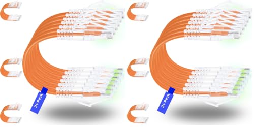 Image of Rapink Patch Cables Cat6 / Cat6a 0.5ft (48 Pack) Slim, Cat6a Ethernet Patch Cable 10G Support, Snagless Cat 6 Patch Cable for Patch Panel to Switch, Flexiable Cat6 Ethernet Cable Orange