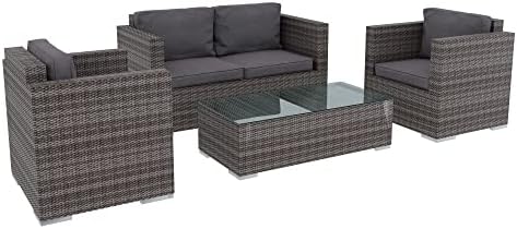 Set Di Mobili Da Giardino Salotto Salottino In Rattan Nero 4 Posti Con Tavolino E Ripiano In Vetro 2 Poltrone E Divano 2 Posti Per Giardino 89568253