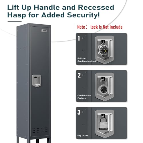 Image of BUTISOW Metal Lockers - 66 inch Height Steel Lockers for Employees with Door Storage Locker with Card Slot for Employees Gym School Home Office Garage - Assembly Required
