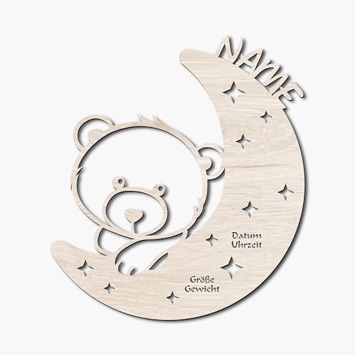 Namofactur Nachtlicht Teddy auf dem Mond für Kinder aus Holz |...