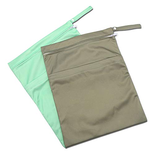 Wet Bag For Cloth Diapers - 2 Pack Waterproof Zipper Pouches, Diaper Bag Organizing Pouches For Stroller, Pump Pieces, Wet Wipes, Swimsuit, Swim Accessories, Beach Essentials, Travel Must Haves #TOP1