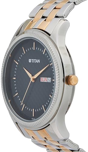 Image of Titan Karishma Quartz Analog with Day and Date Blue Dial Stainless Steel Strap Watch for Men