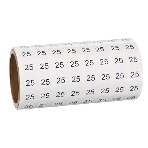 Mini numéro 25 autocollants ronds petits stickers vinyle noir étiquettes adhésives cercle poster