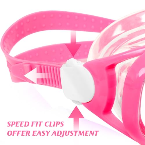 Image of Kids Swim Goggles Snorkel Diving Mask for Boys Girls Ages 5-15, Two-Color Anti-Fog Swimming Goggles with Nose Cover