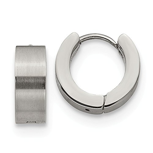 Stainless Steel Brushed and Polished 5.0mn Hinged Hoop Earrings,