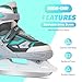 LEVYTEMP Adjustable ice Skates for Kids Boys Girls, 4 Size Triple Protection Beginner Figure Blades with Ankle Support for Outdoor and Rink,Grey